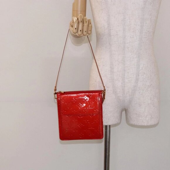 LOUIS VUITTON Monogram Vernis Motto Accessory Pouch Red M91137 LV Auth - Picture 1 of 16